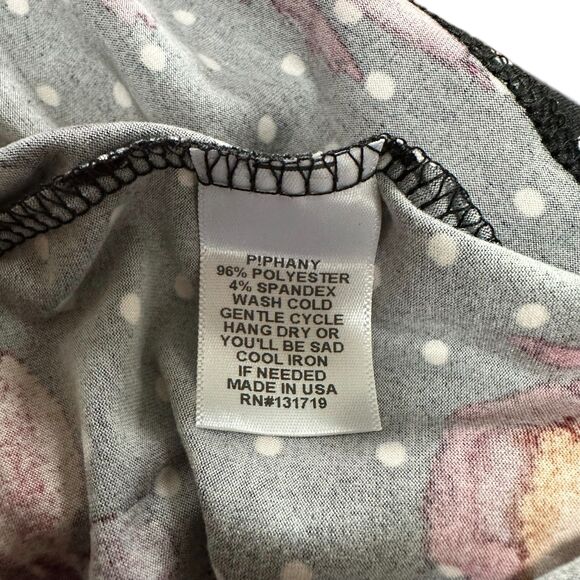 Piphany Black Floral Polka Dot Scoop Neck Tunic Size M - Picture 7 of 7